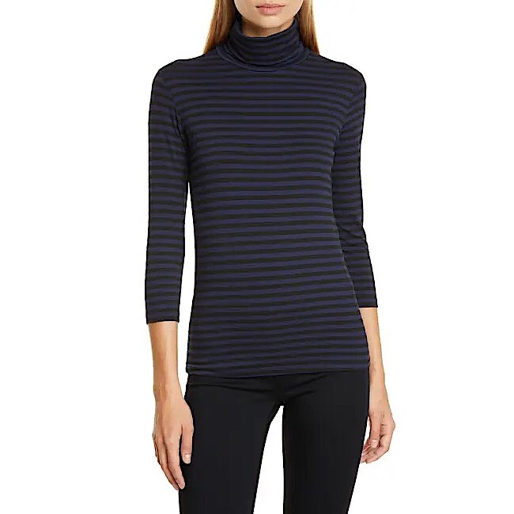 L’AGENCE Striped Mock Neck Top